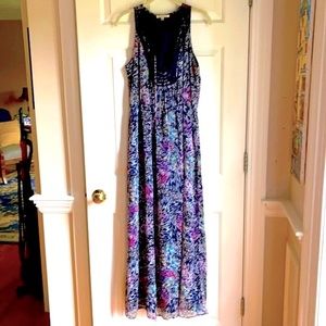 BLACK RAINN floral, empire waist maxi dress